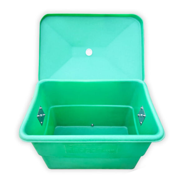 Contenedor de plastico con asa de 440 litros color verde abierto
