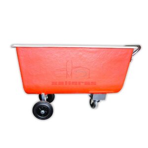 vagoneta de poliester naranja de tres ruedas lateral