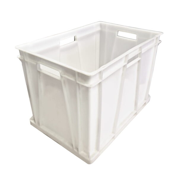 Caja de plastico blanco sin tapa con asas