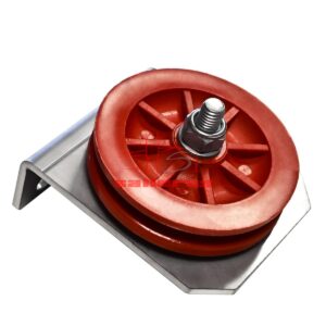 Polea roja con base metálica