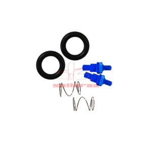 dos arandelas negras dos muelles y dos piezas de plastico azul
