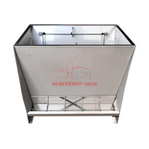 Tolva para cerdos de acero inoxidable de 5 bocas visto desde arriba