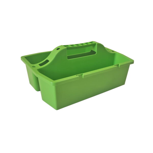 Caja de plastico de color Verde con dos departamentos de almacenaje