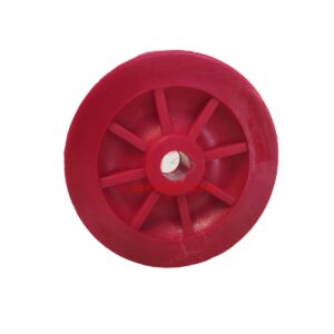 Polea roja vista de perfil.