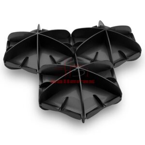 Conjunto de hexágonos de color negro para cubrimiento de balsas vistos de frente.