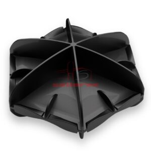 Hexágono negro para cubrimiento de balsas de purín o otros líquidos visto de perfil.