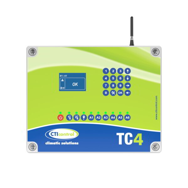 Controlador de clima modelo TC4 de CTIcontrol visto de perfil.