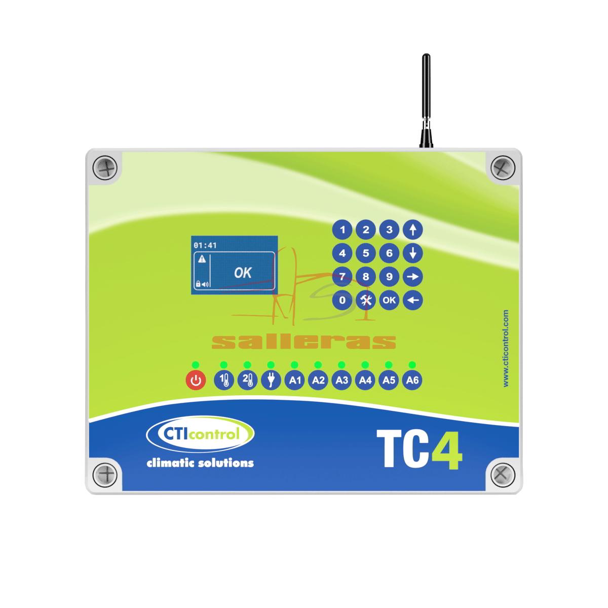 Controlador de clima modelo TC4 de CTIcontrol visto de perfil.