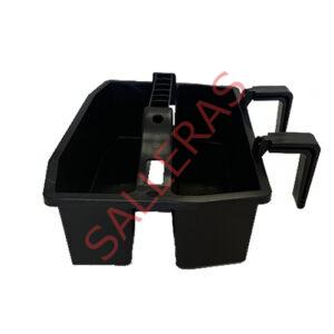 Cesta multiusos con dos departamentos con anclajes de color negro.