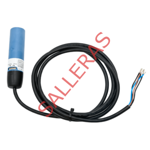 Sensor capacitativa de alimentación azul, ideal para instalaciones ganaderas.